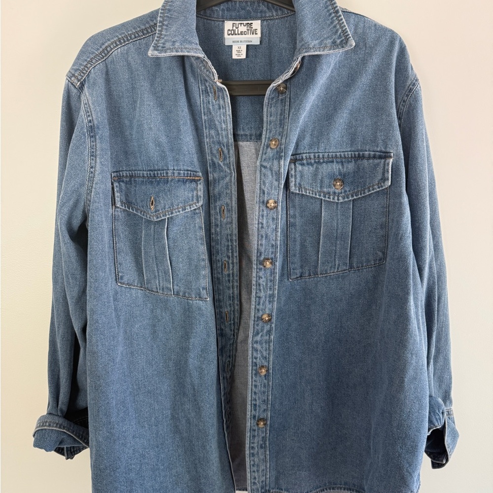 Future Collective Women's Blue Denim Jacket